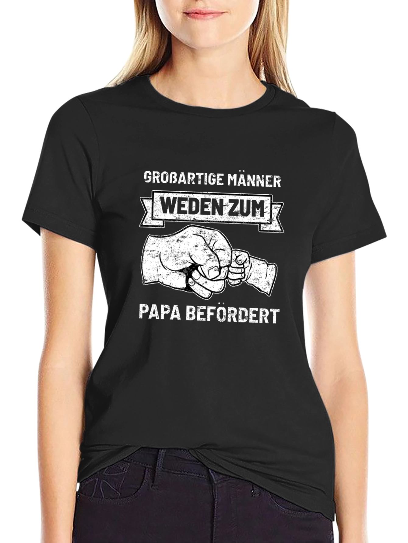 Promoted To Papa - Black Cotton T-Shirt