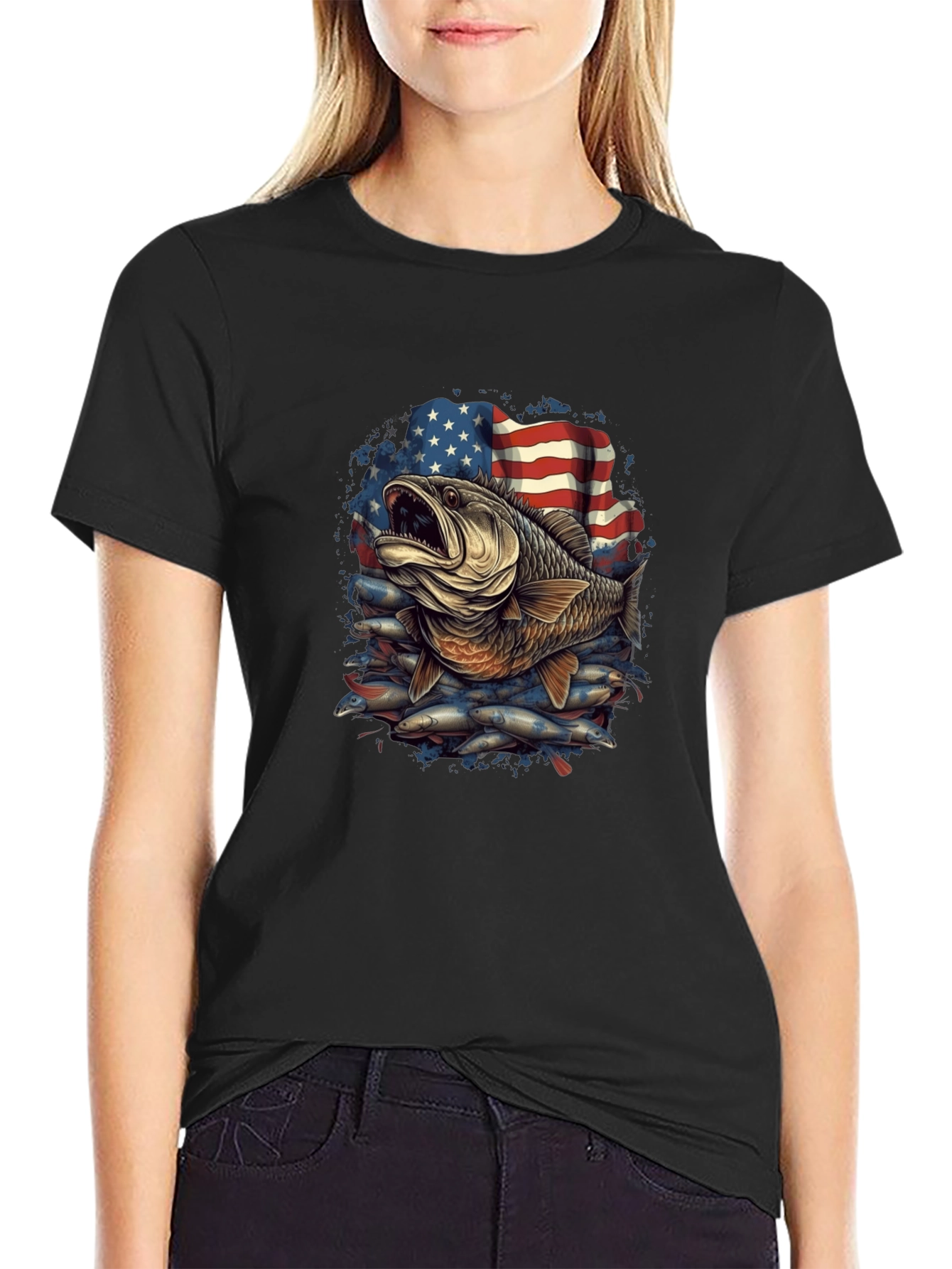 American Bass Fishing Graphic Tee