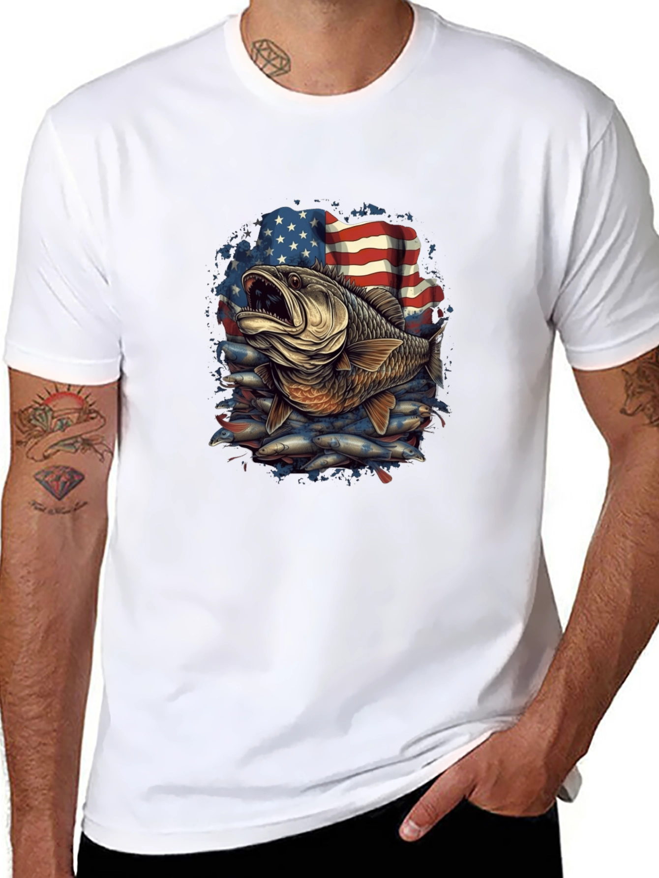 American Bass Fishing Graphic Tee