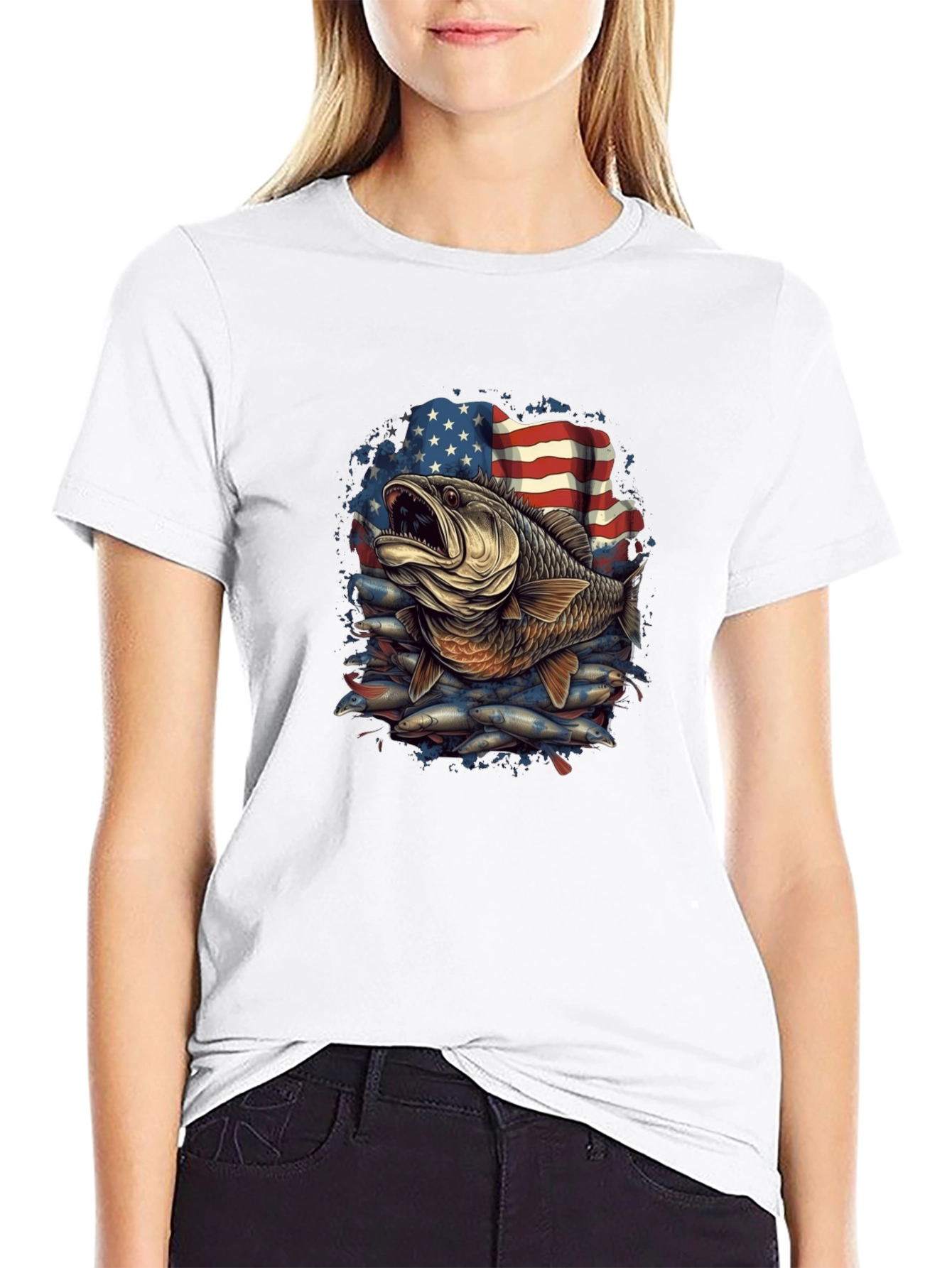American Bass Fishing Graphic Tee