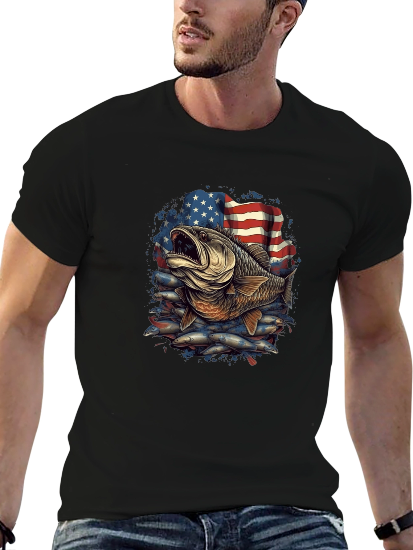 American Bass Fishing Graphic Tee