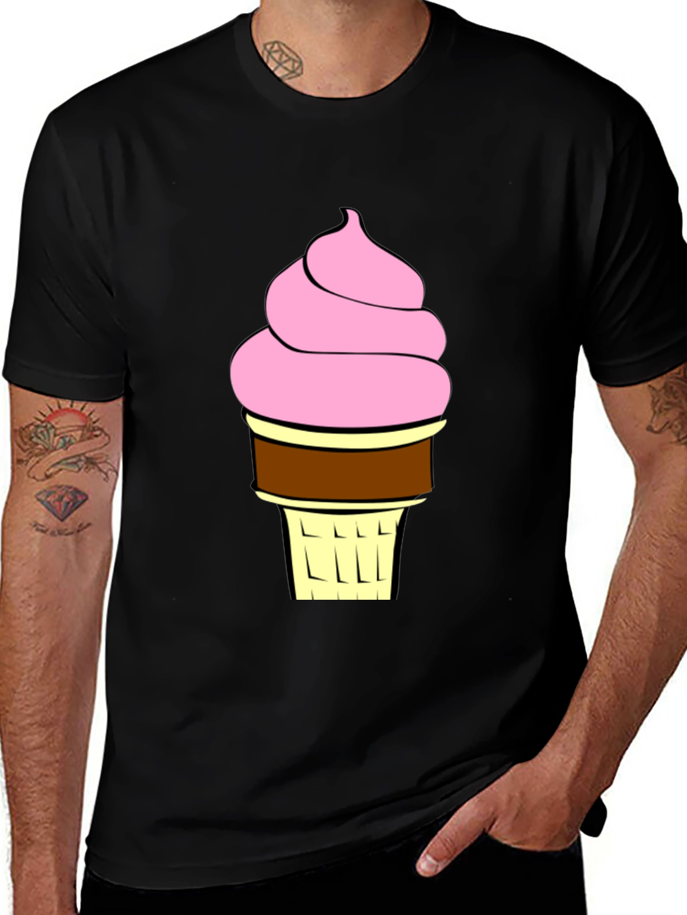 Ice Cream Graphic T-Shirt - Black