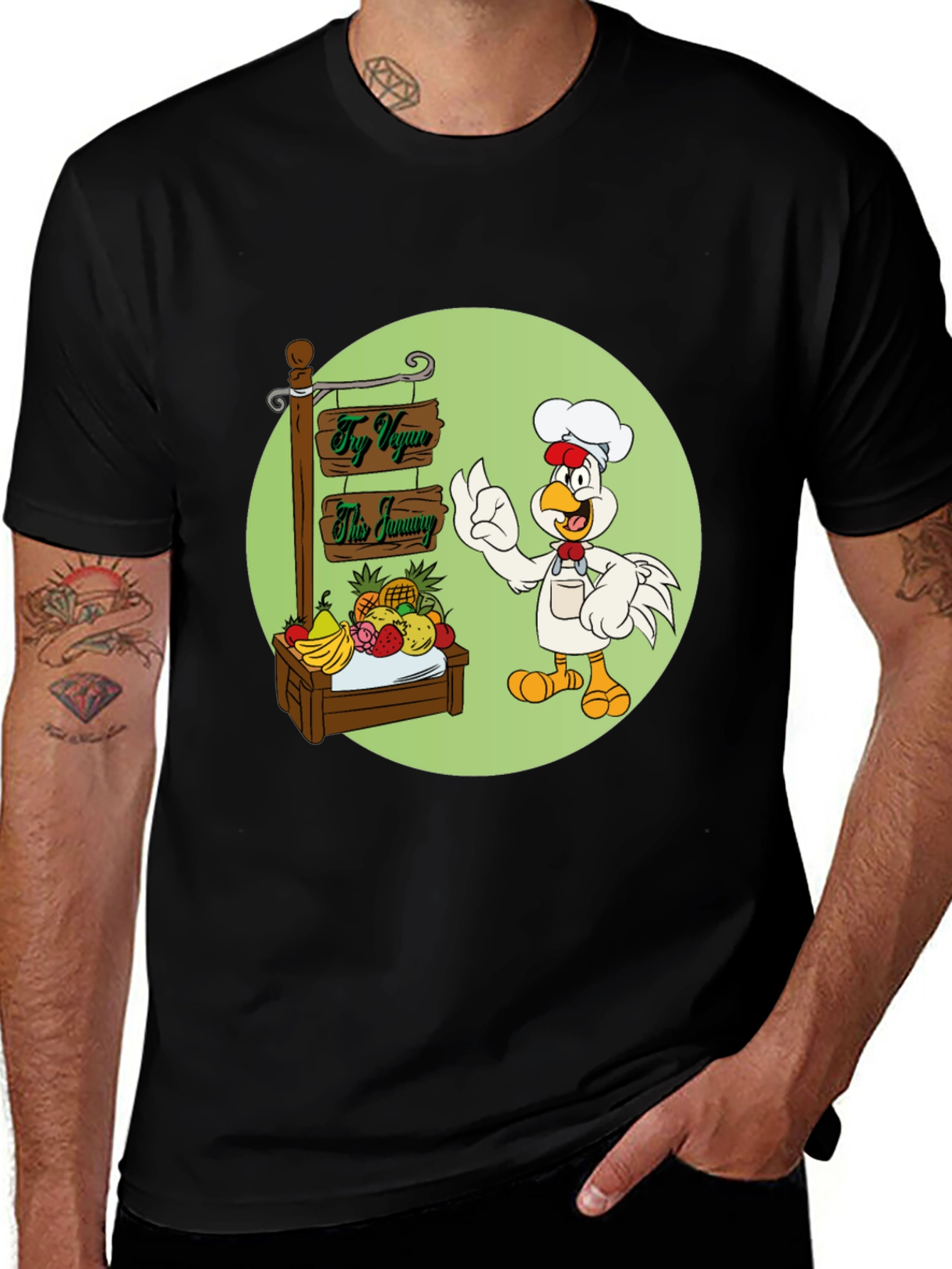 Fun Vegan Cartoon Graphic T-Shirt