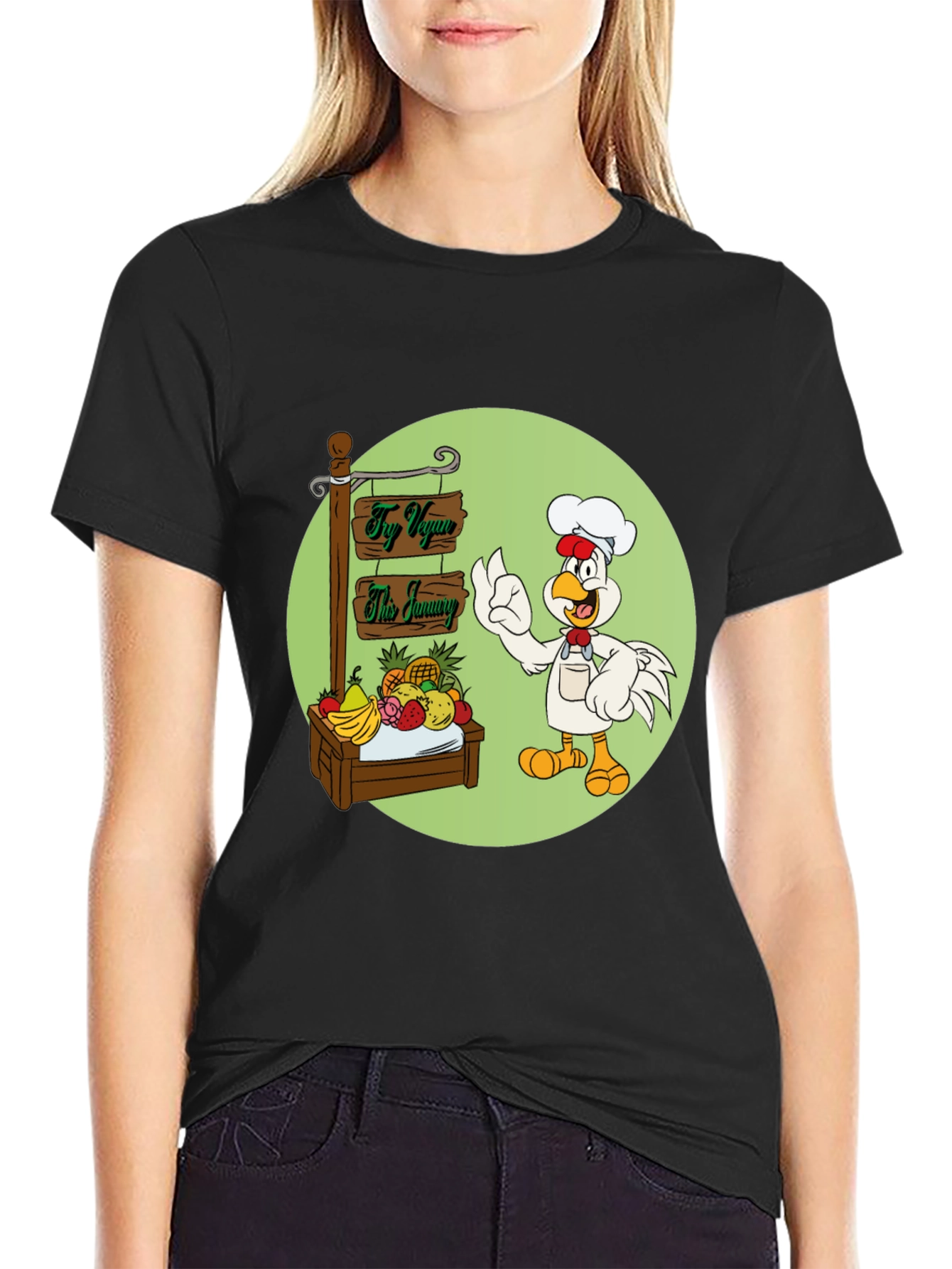 Fun Vegan Cartoon Graphic T-Shirt