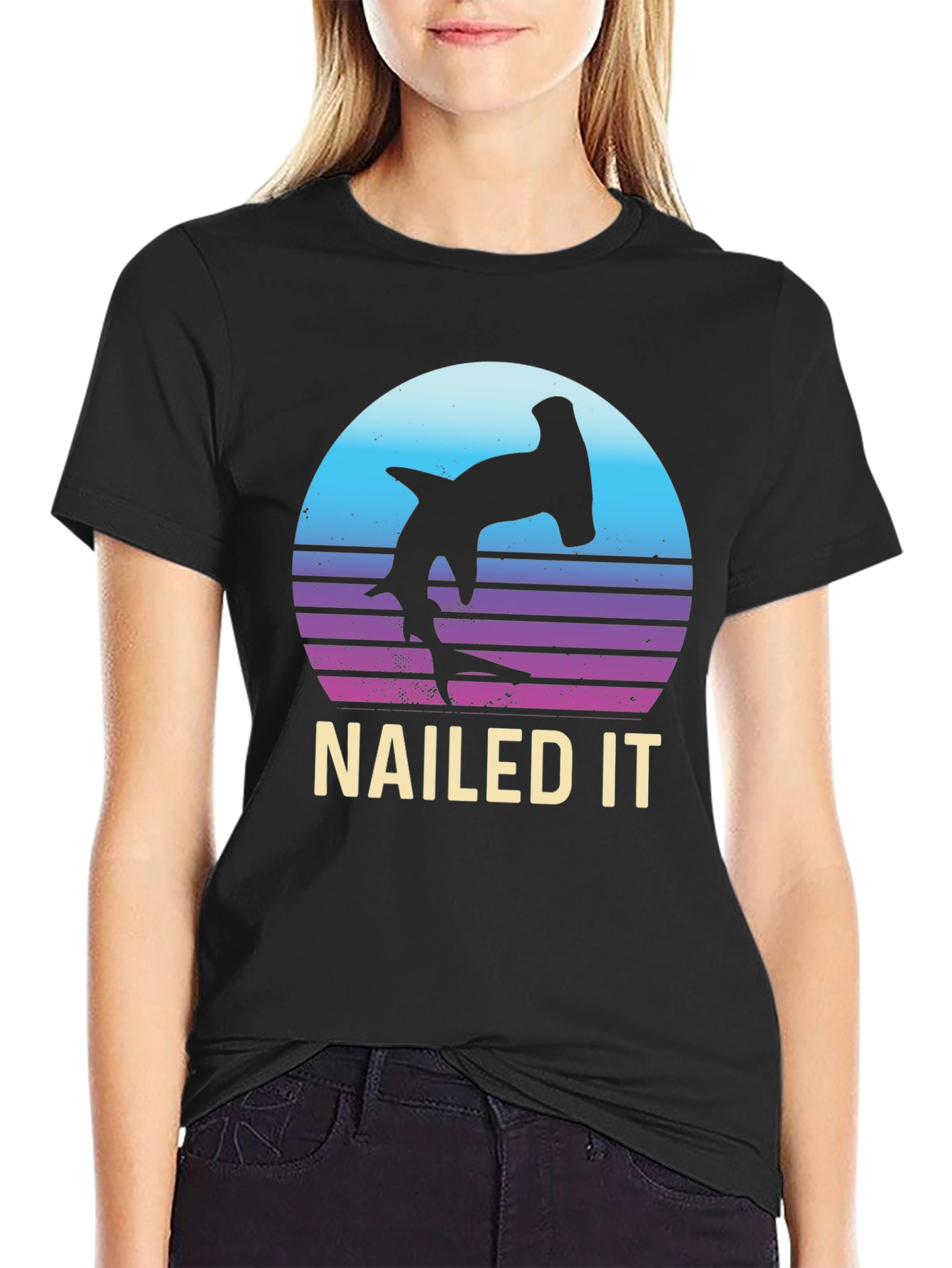 Nailed It Hammerhead Shark Retro T-Shirt