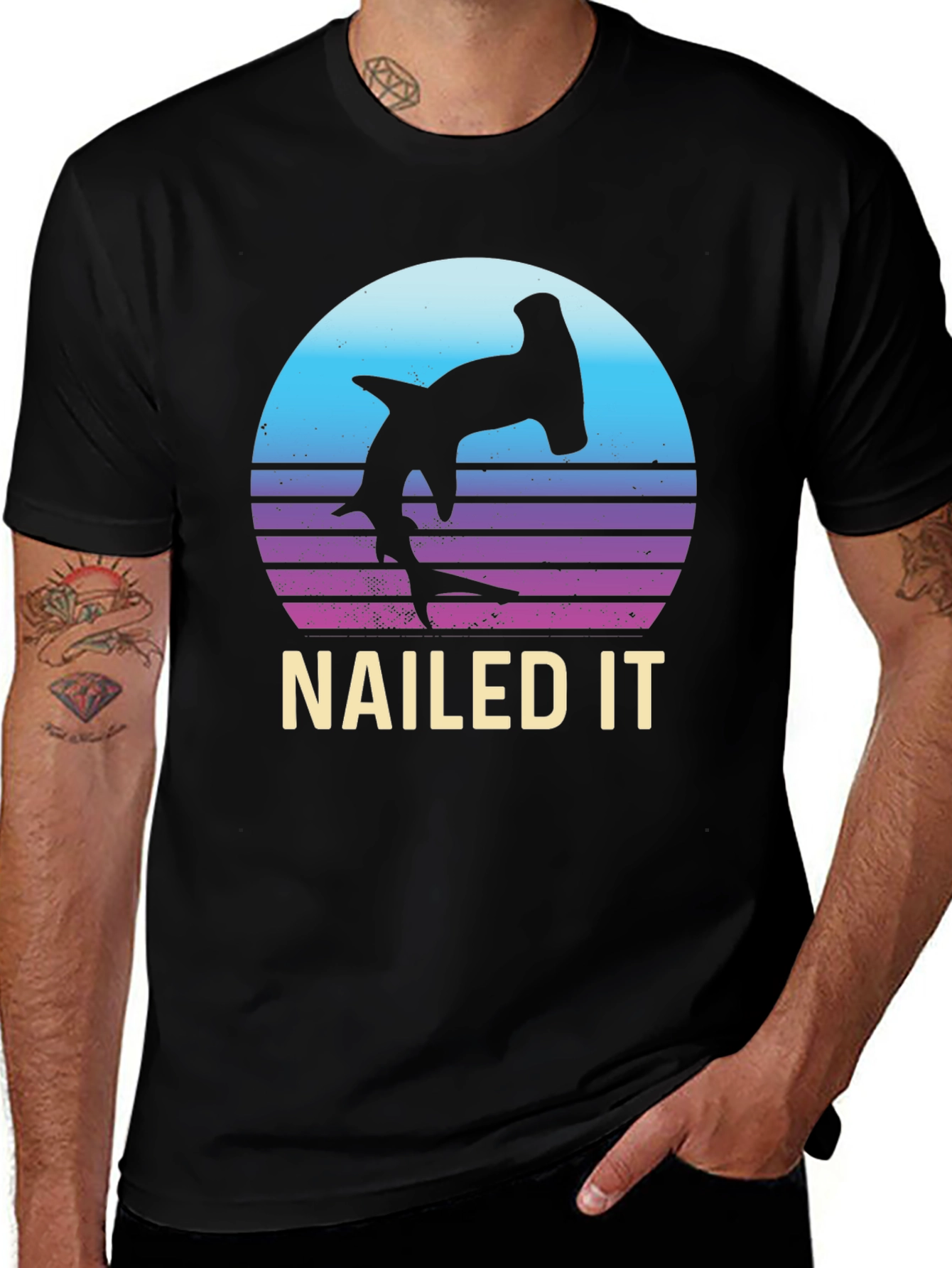 Nailed It Hammerhead Shark Retro T-Shirt