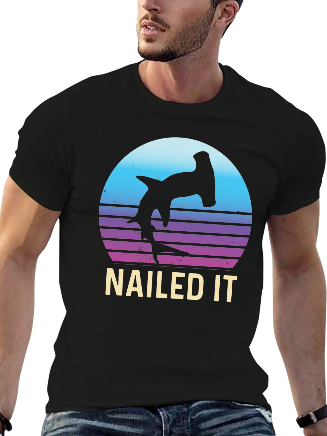 Nailed It Hammerhead Shark Retro T-Shirt