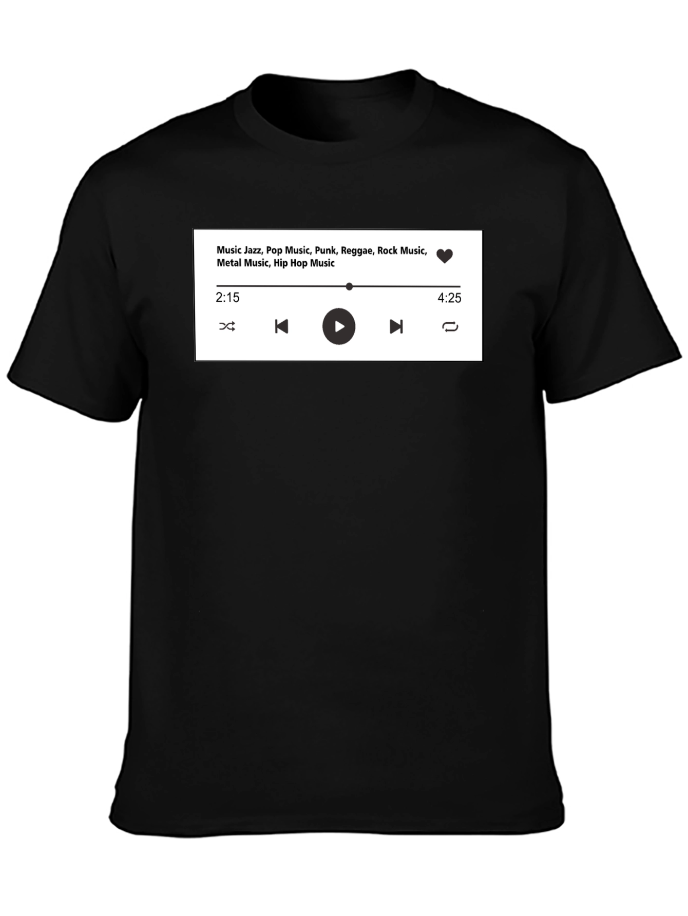 Music Player Graphic T-Shirt - Jazz Rock Hip Hop