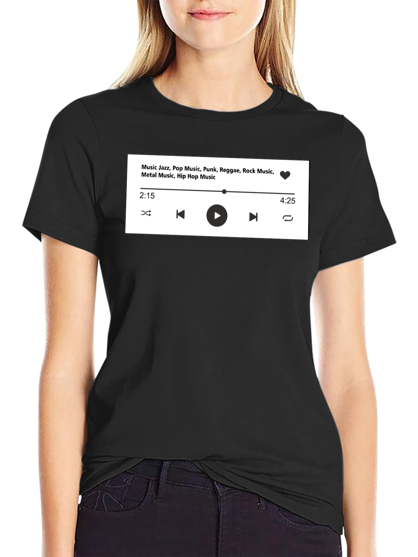 Music Player Graphic T-Shirt - Jazz Rock Hip Hop