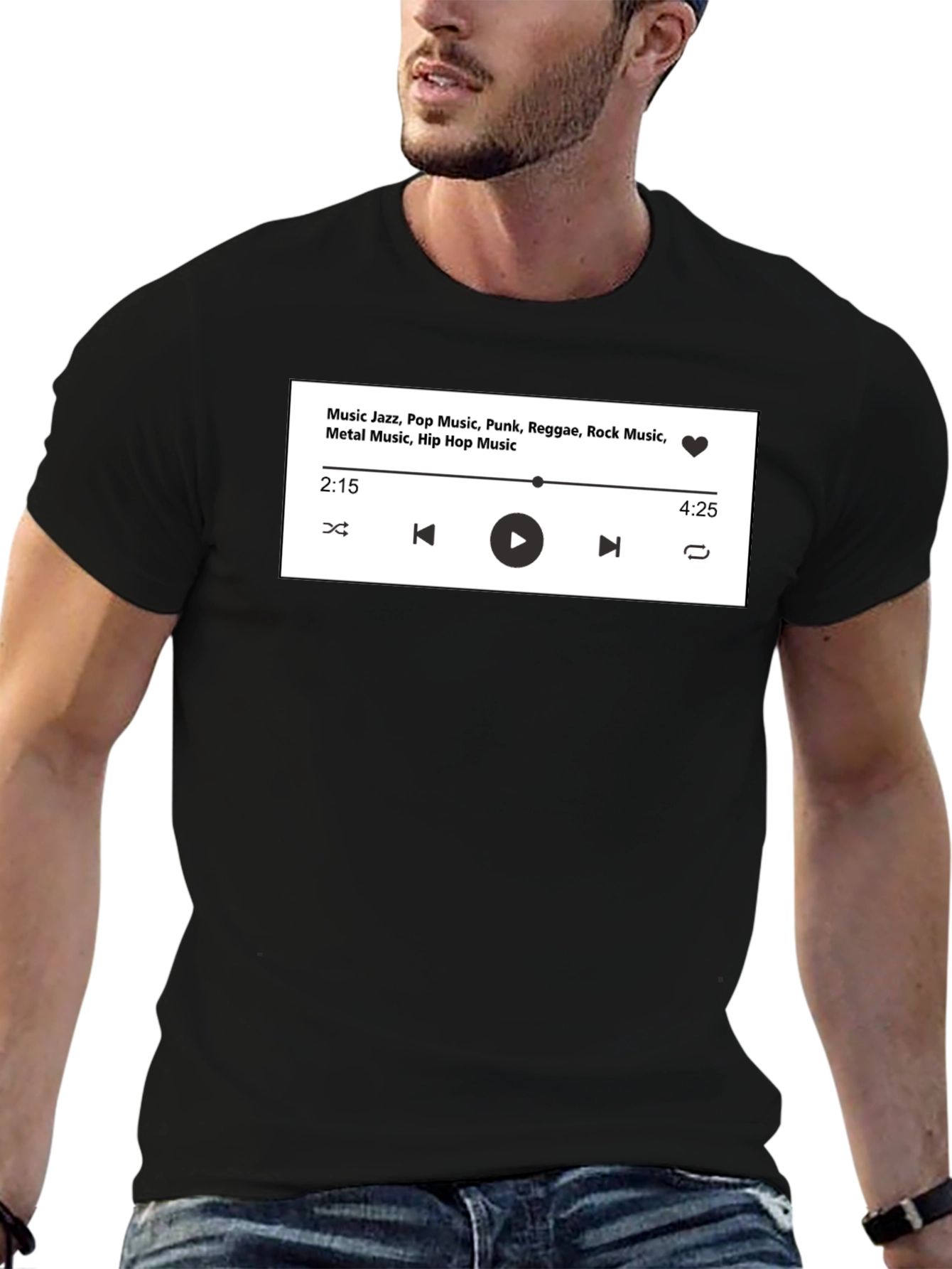Music Player Graphic T-Shirt - Jazz Rock Hip Hop