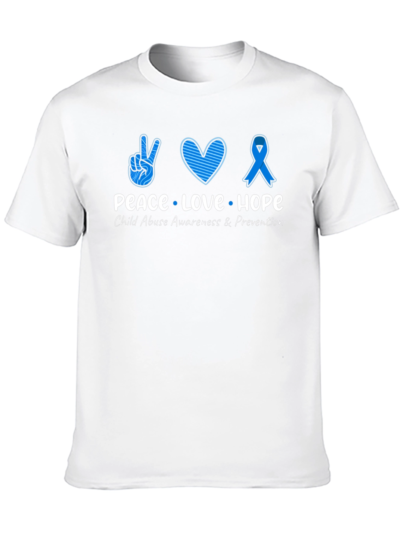 Peace Love Hope Child Abuse Awareness Black Tee