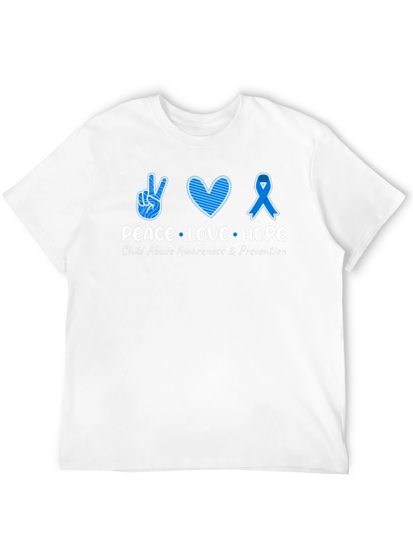 Peace Love Hope Child Abuse Awareness Black Tee