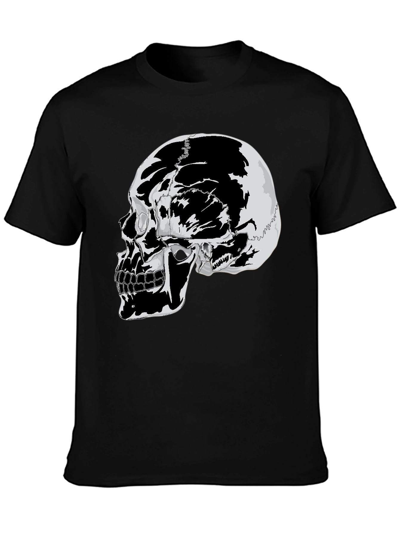 Skull Graphic Tee - Black Cotton T-Shirt