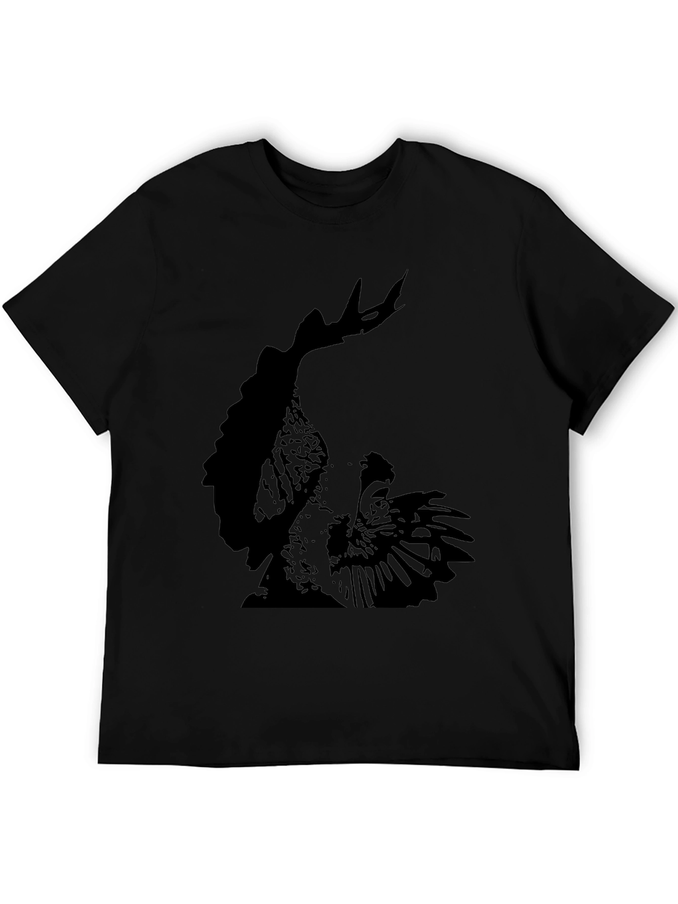 Mens Black T-Shirt with Rooster Graphic