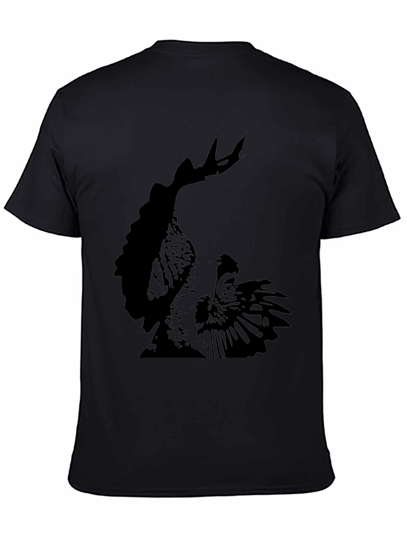 Mens Black T-Shirt with Rooster Graphic