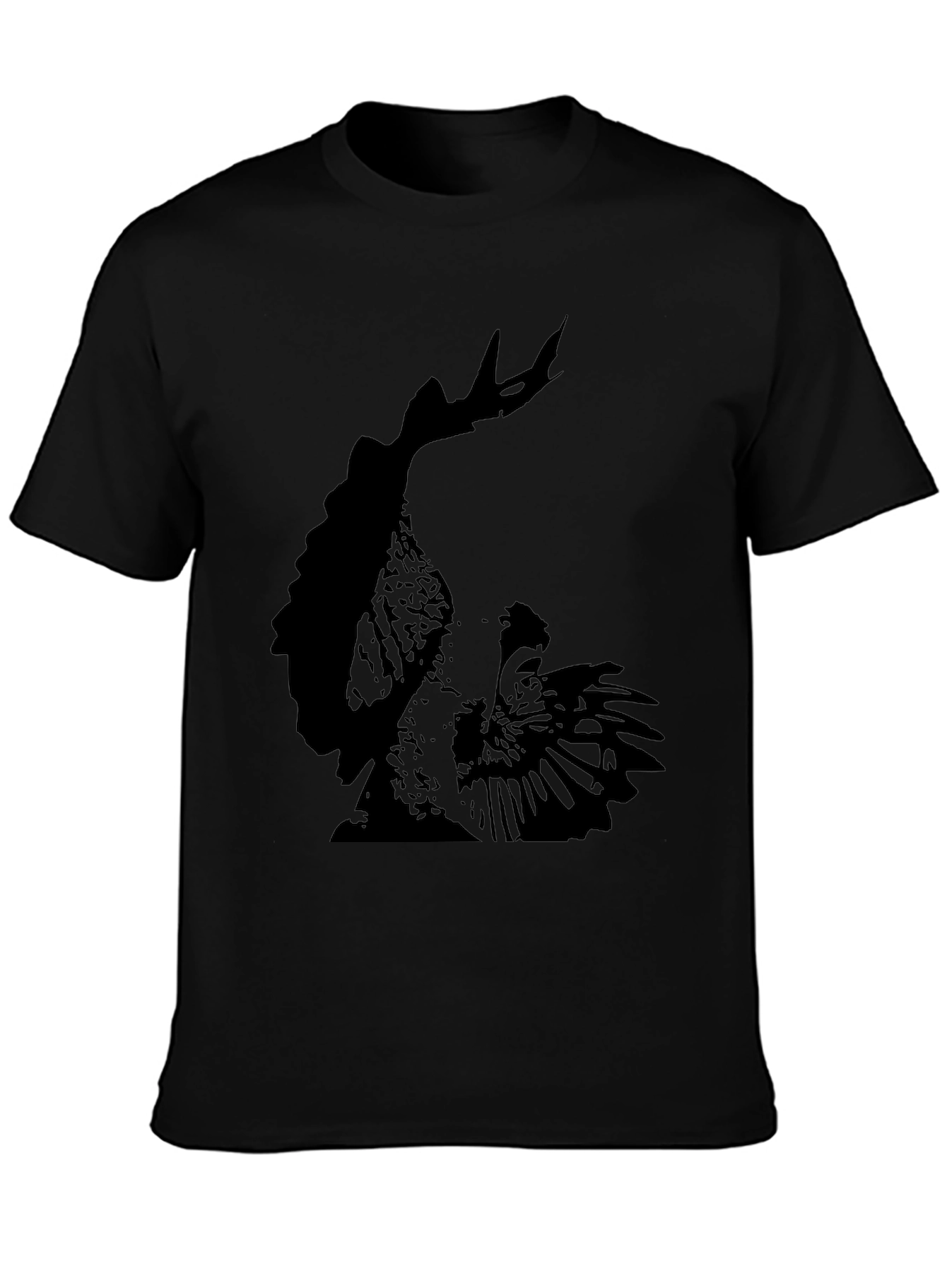Mens Black T-Shirt with Rooster Graphic