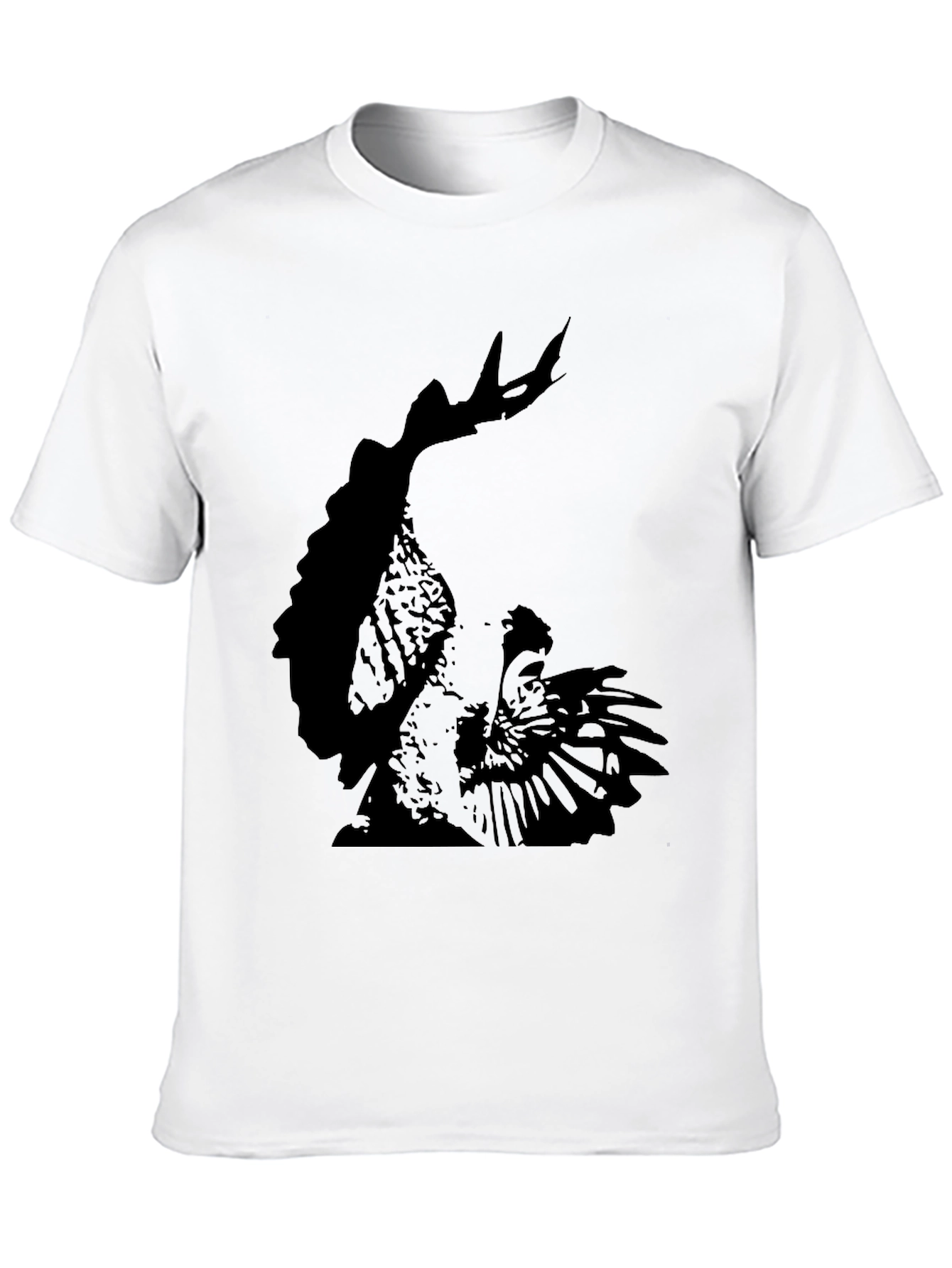 Mens Black T-Shirt with Rooster Graphic