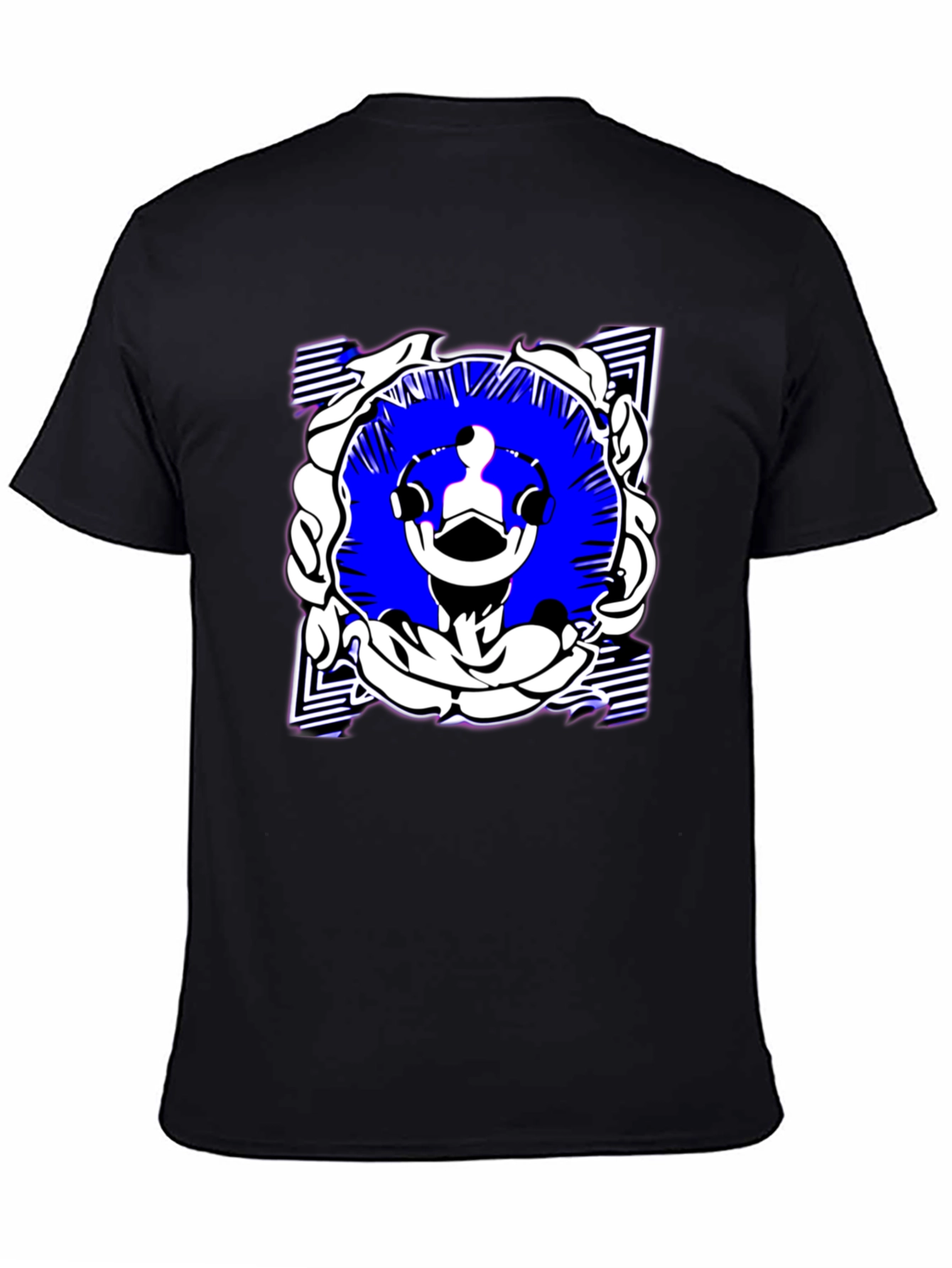 Abstract Graphic Print Black Tee