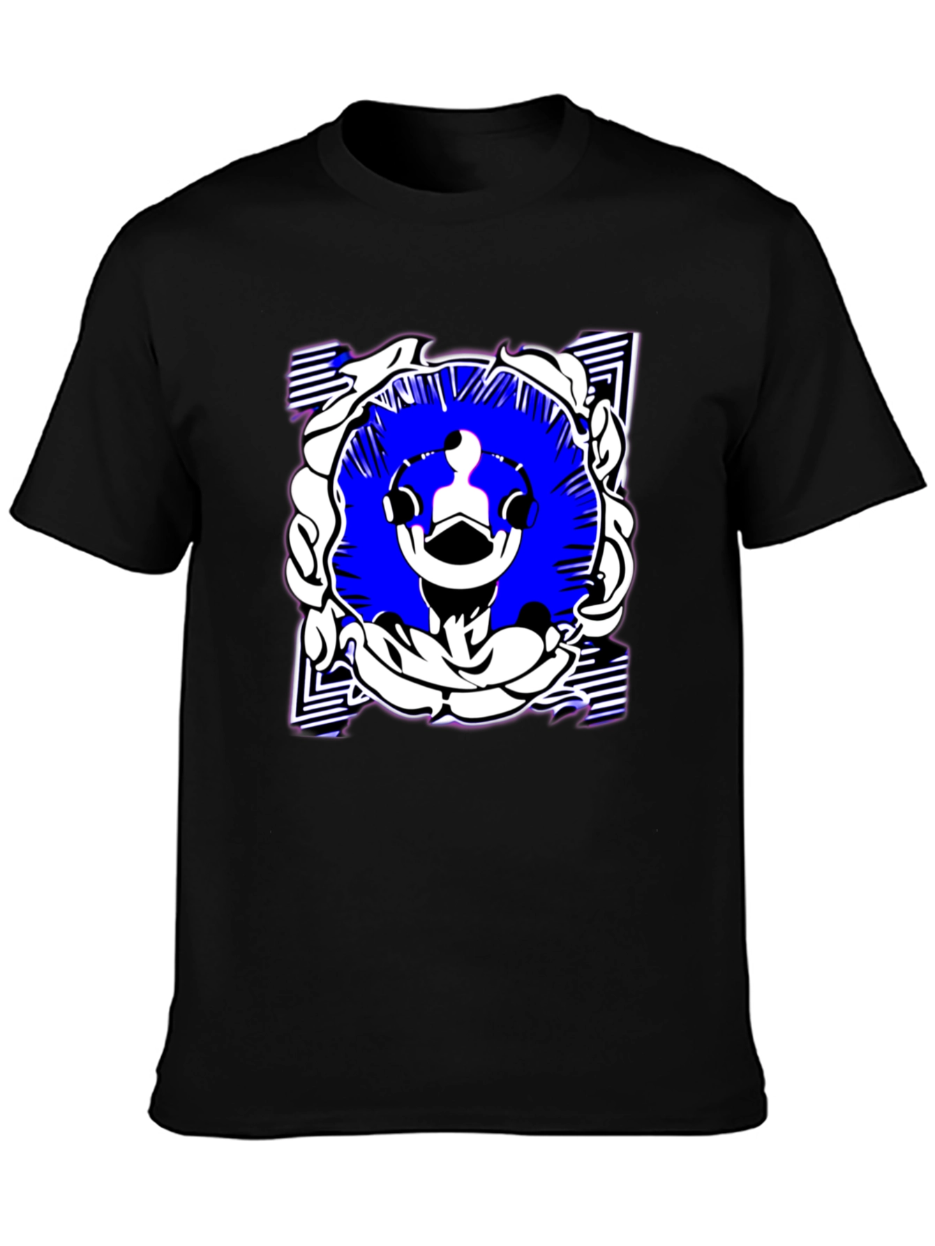 Abstract Graphic Print Black Tee