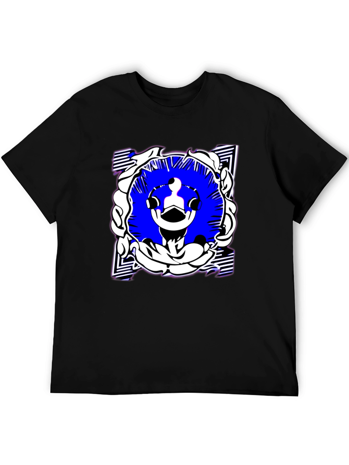 Abstract Graphic Print Black Tee