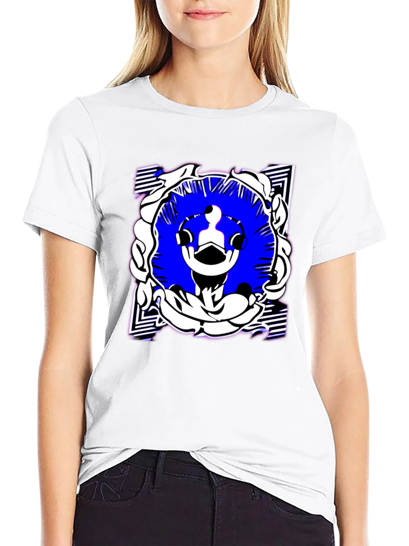 Abstract Graphic Print Black Tee