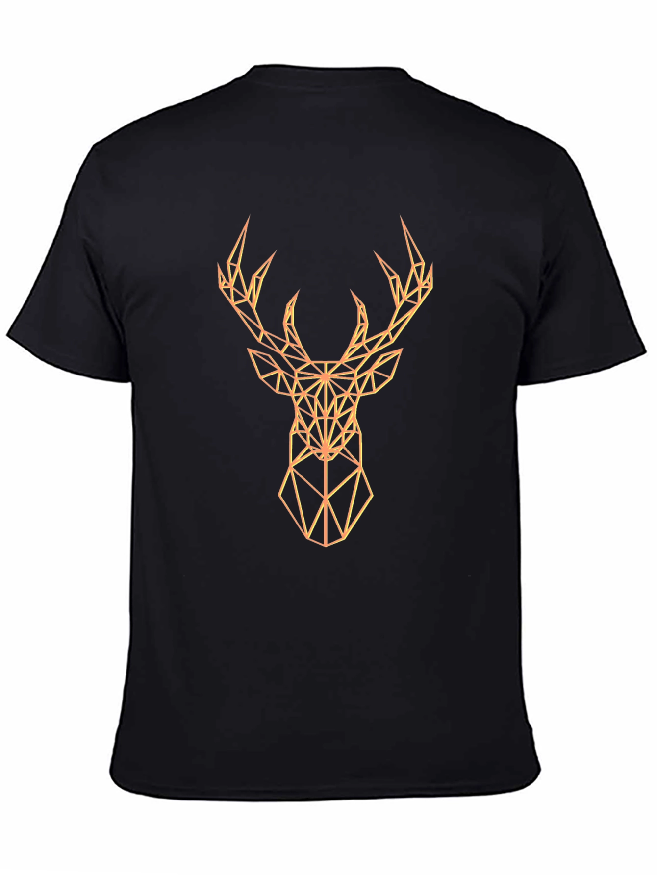 Geometric Deer Graphic Print Black T-Shirt