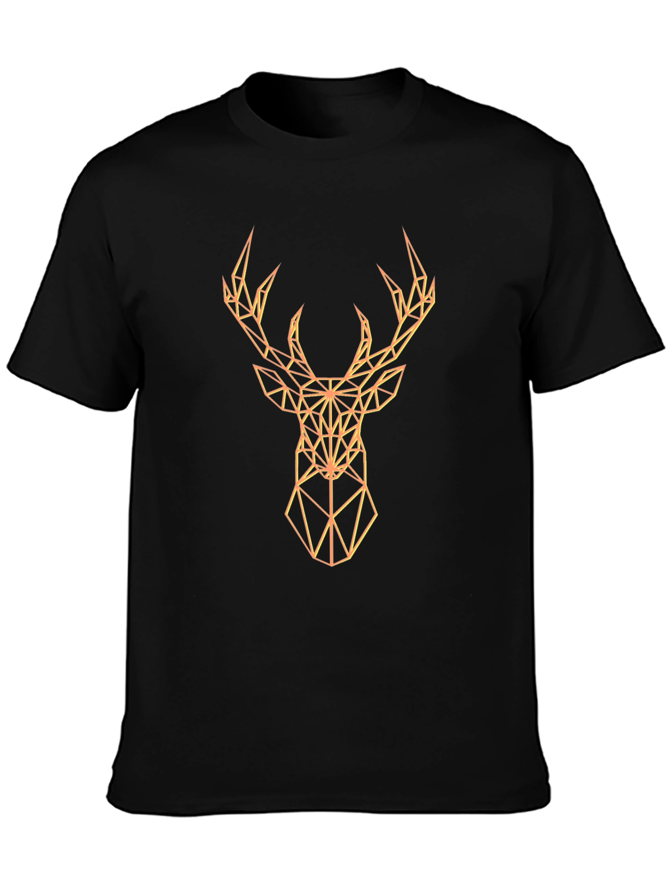 Geometric Deer Graphic Print Black T-Shirt