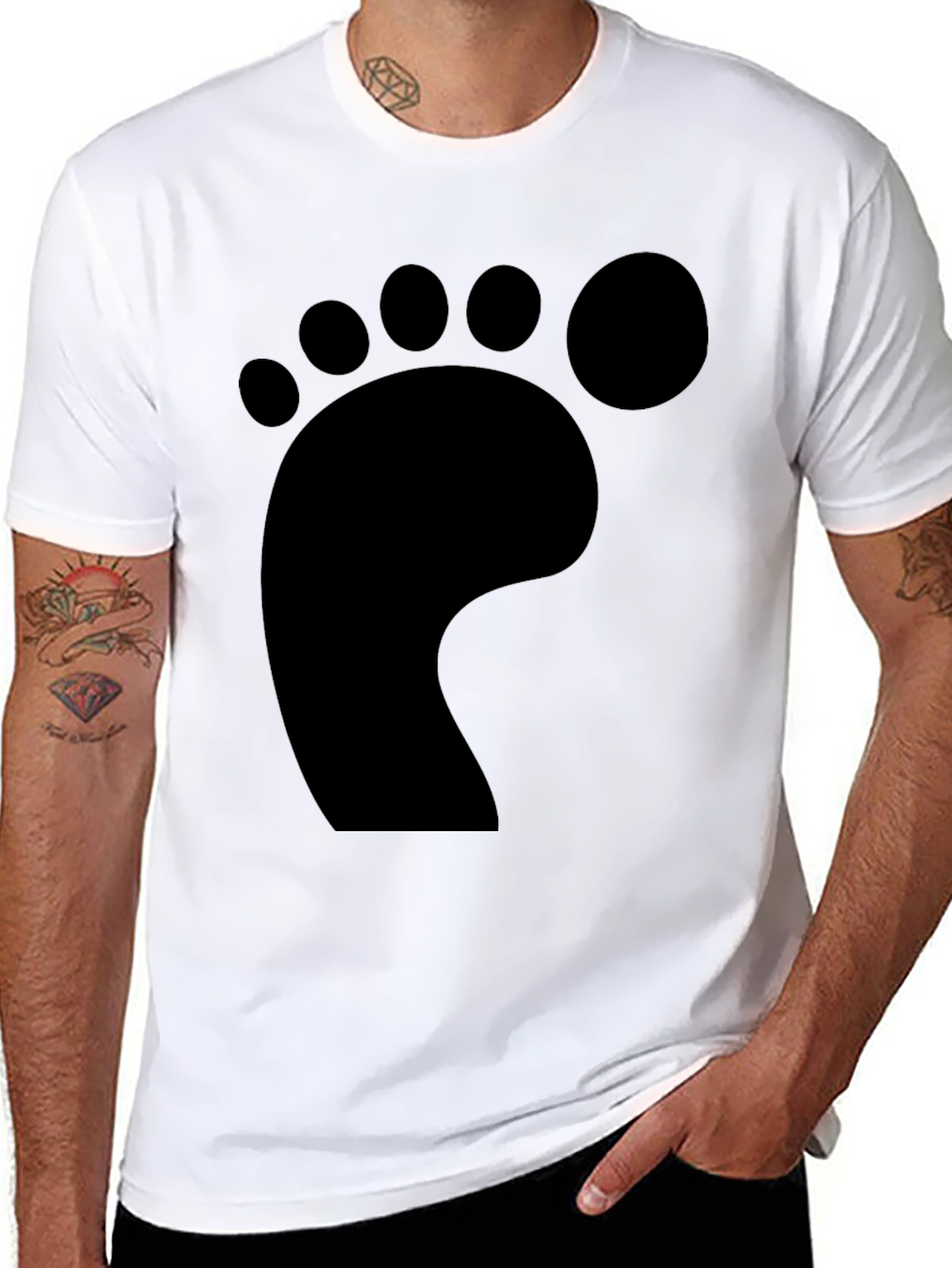Bigfoot Footprint Black T-Shirt - Novelty Tee