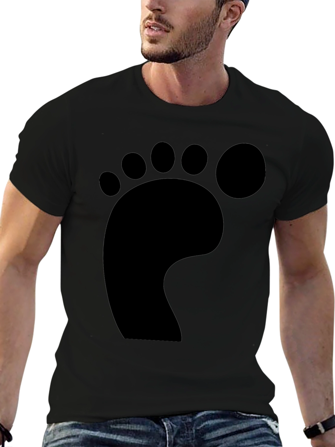 Bigfoot Footprint Black T-Shirt - Novelty Tee