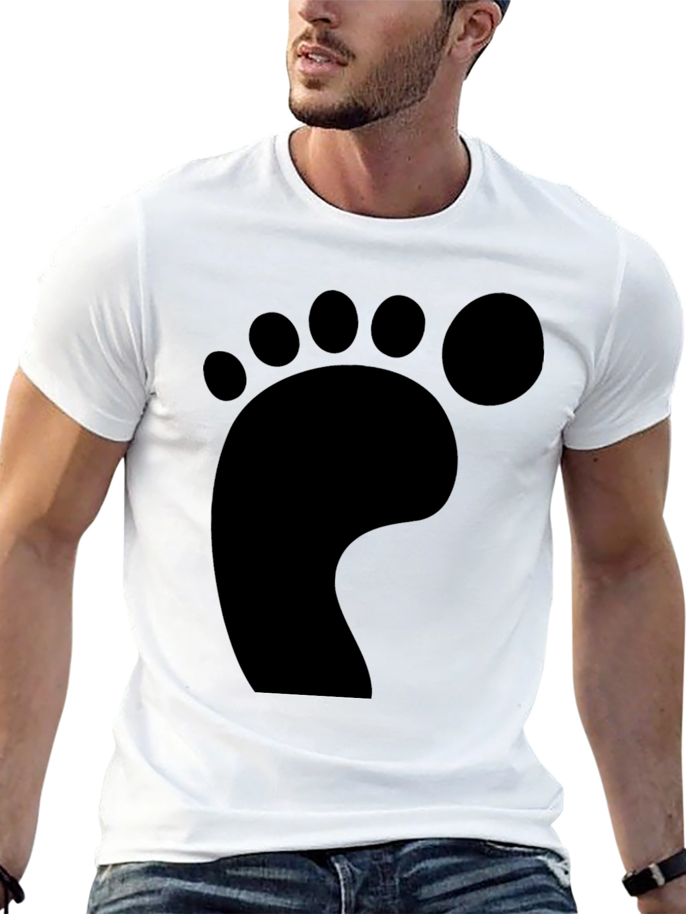 Bigfoot Footprint Black T-Shirt - Novelty Tee