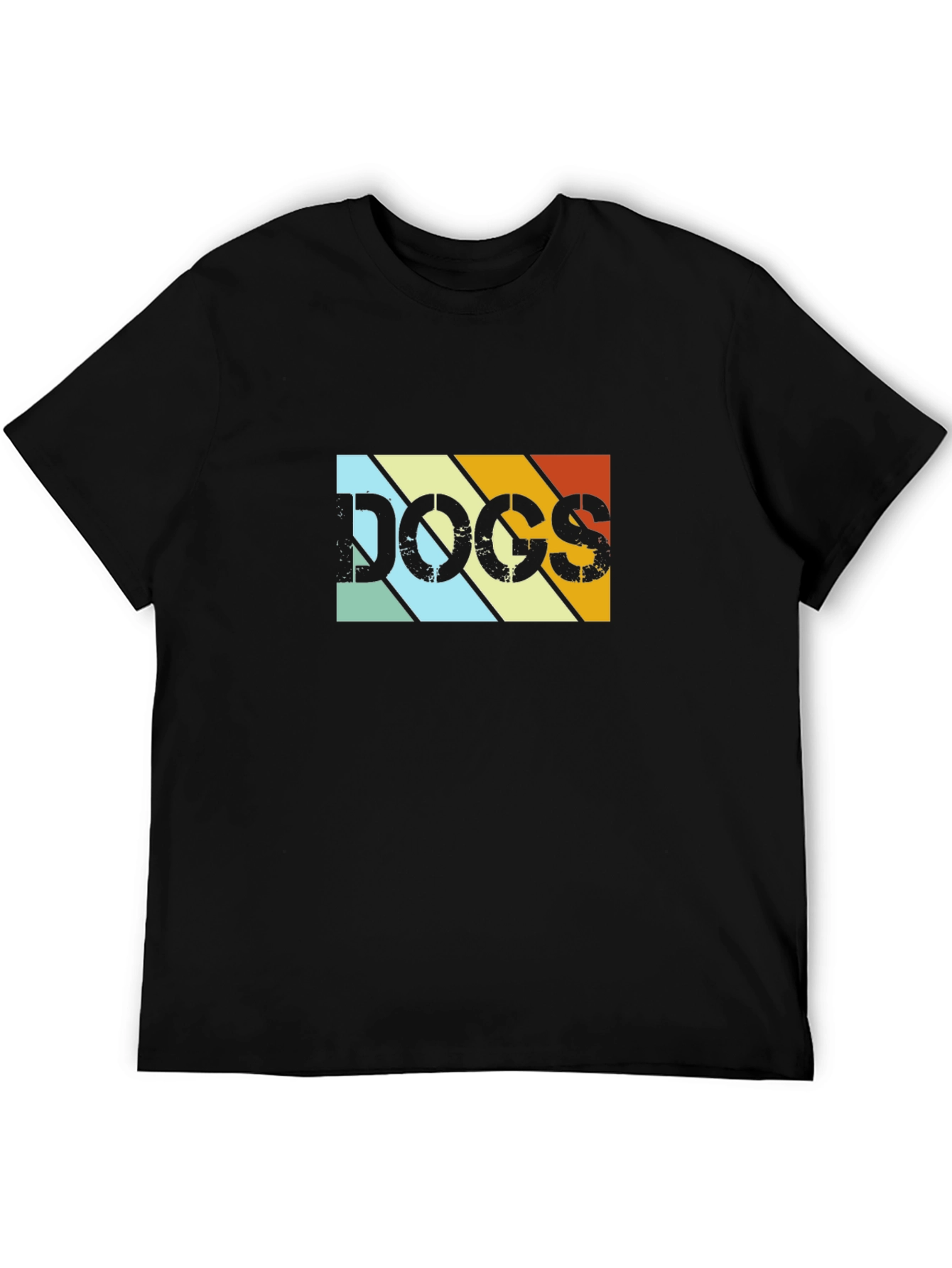 Retro DOGS Graphic Tee - Black Cotton T-Shirt