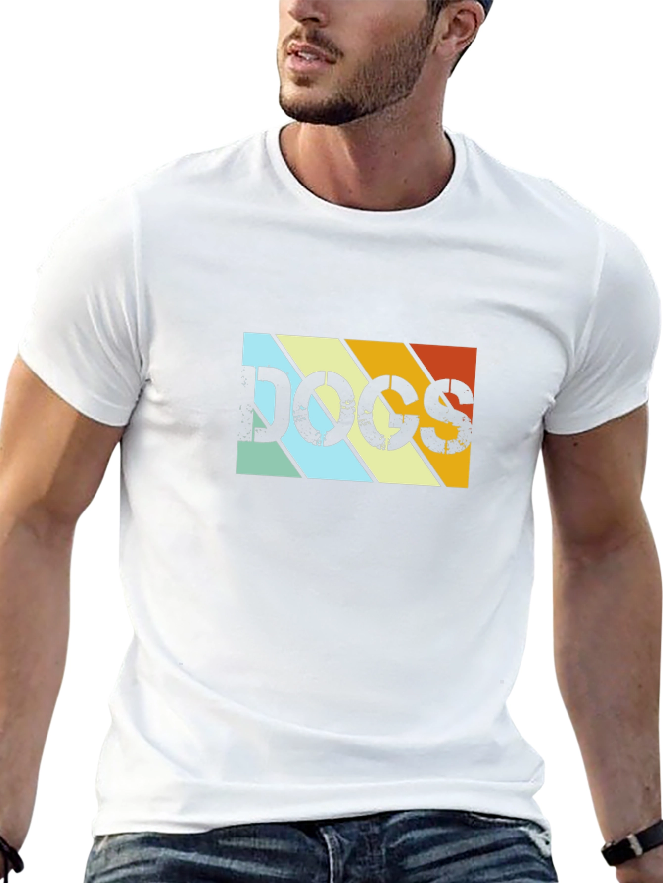 Retro DOGS Graphic Tee - Black Cotton T-Shirt