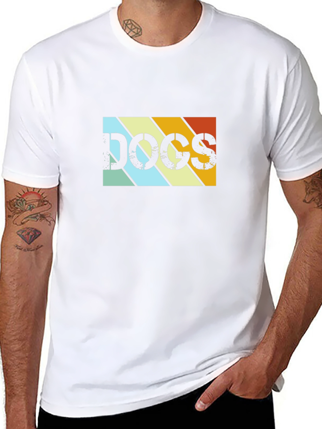 Retro DOGS Graphic Tee - Black Cotton T-Shirt