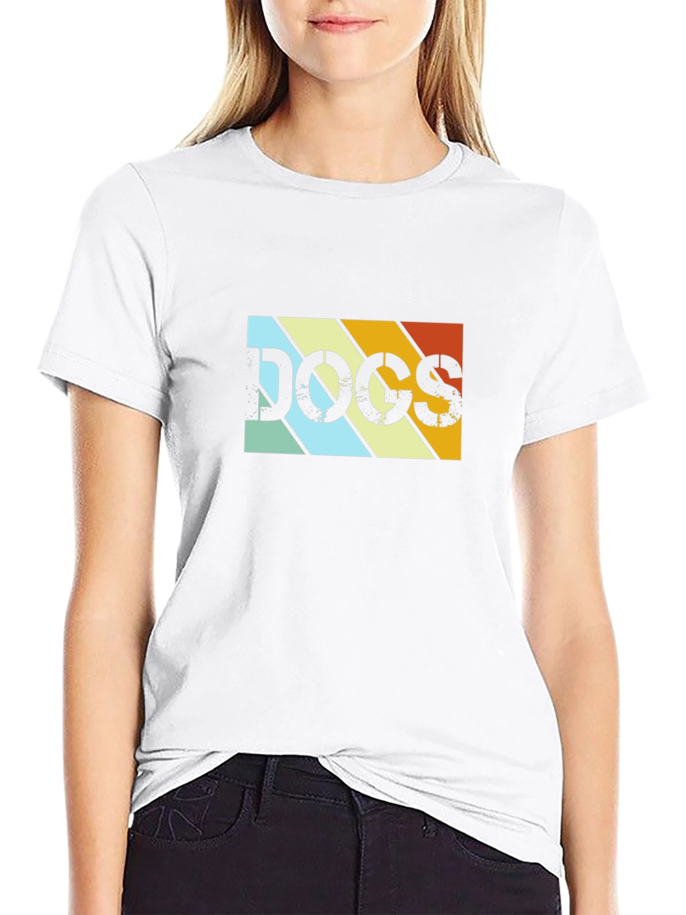 Retro DOGS Graphic Tee - Black Cotton T-Shirt