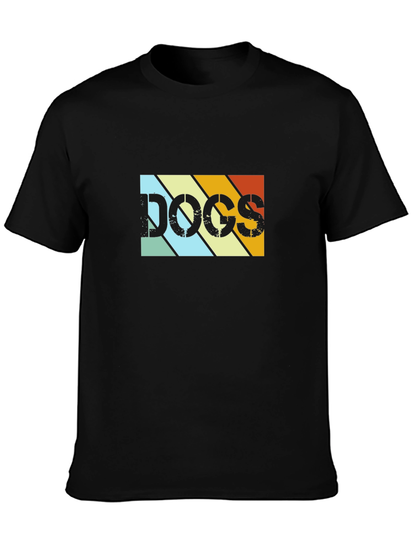 Retro DOGS Graphic Tee - Black Cotton T-Shirt