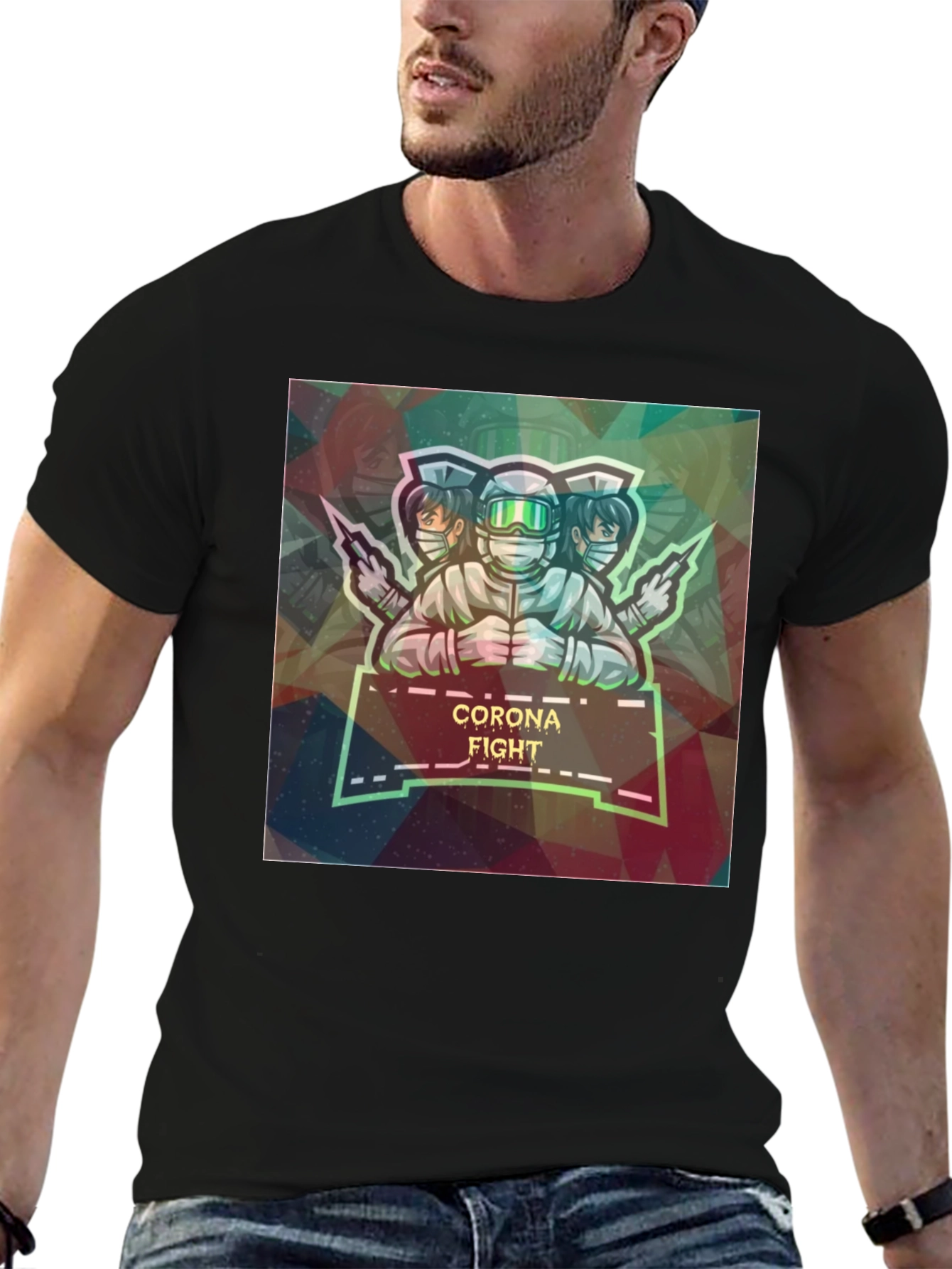 Corona Fight Graphic Print T-Shirt