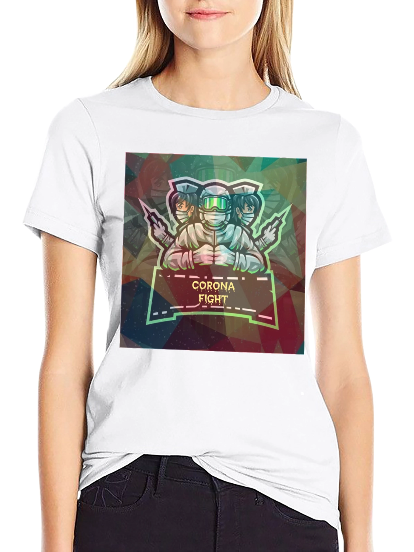 Corona Fight Graphic Print T-Shirt
