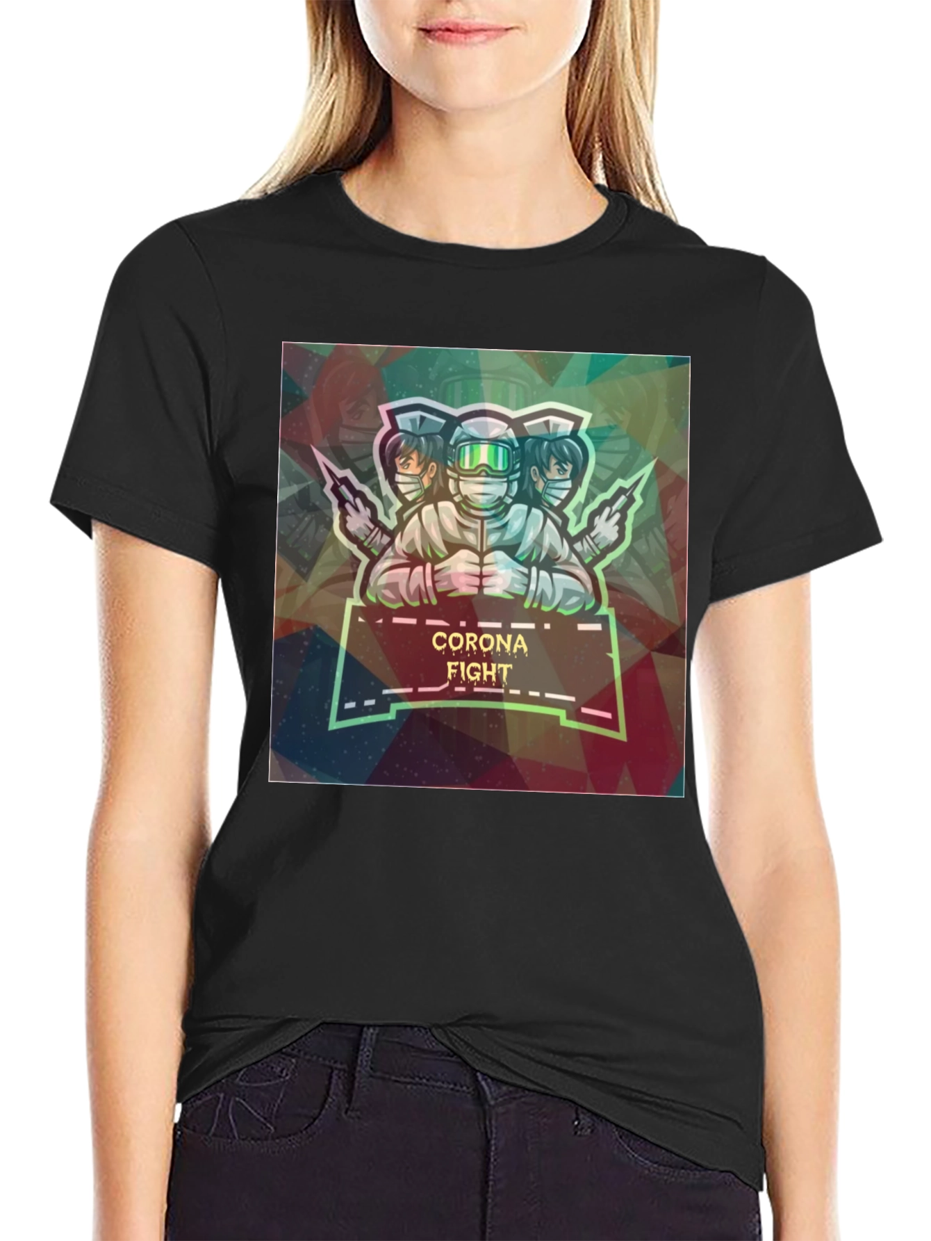 Corona Fight Graphic Print T-Shirt