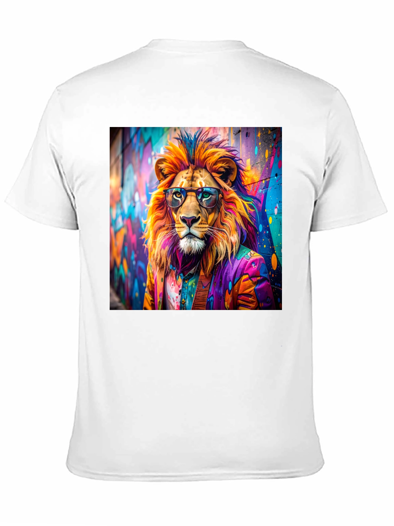 Lion Graffiti Art Print Black T-Shirt