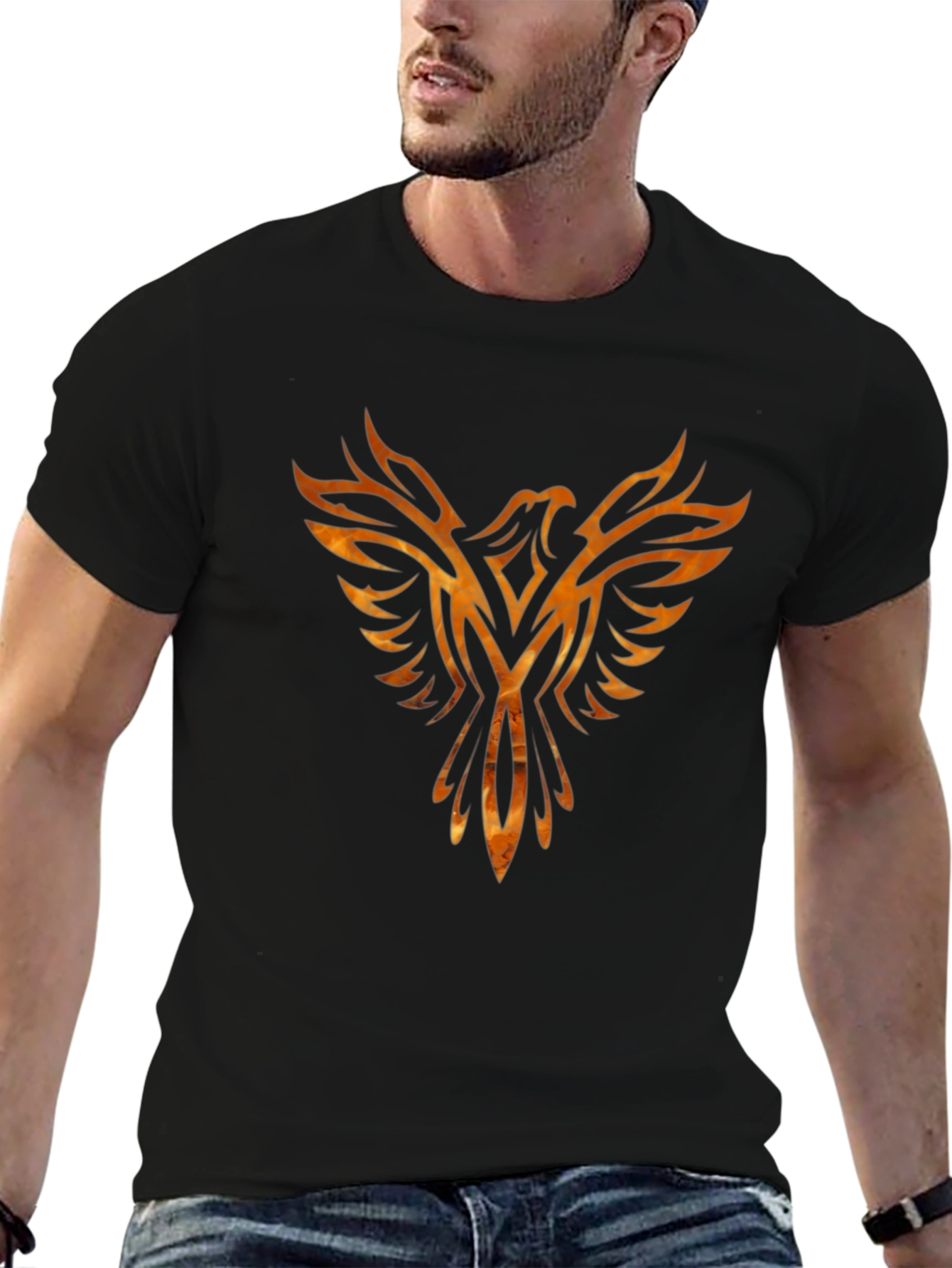 Phoenix Fire Bird Graphic Tee - Black