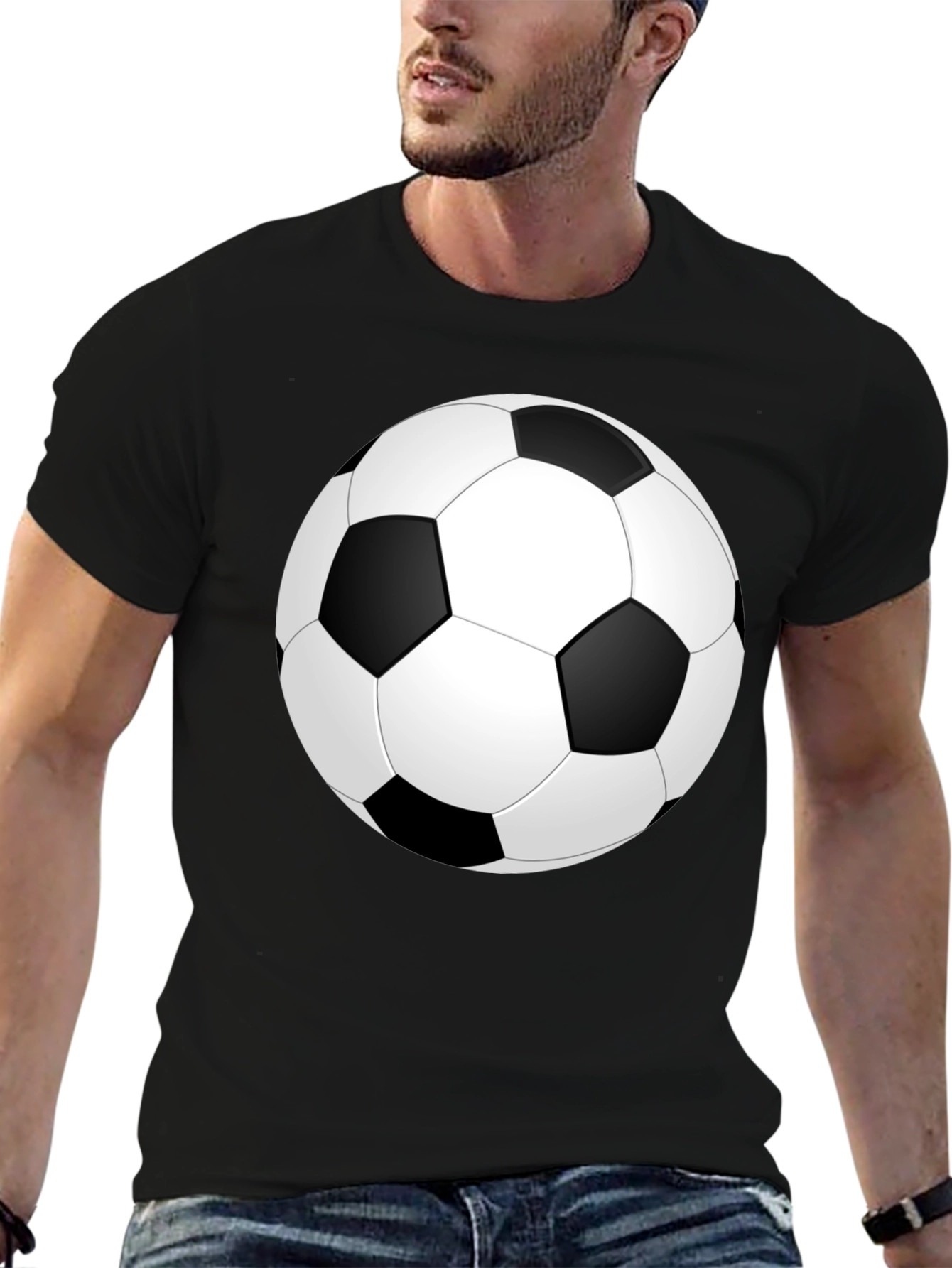 Soccer Ball Graphic Black T-Shirt