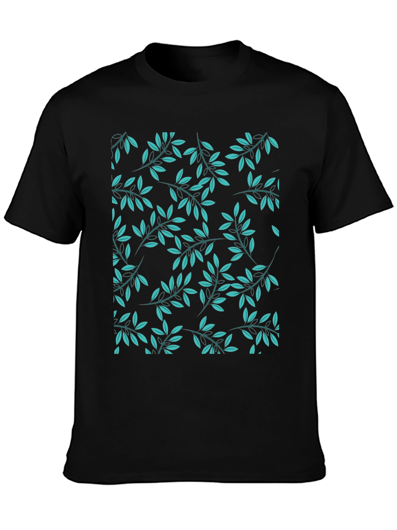 Leaf Print Black T-Shirt - Stylish Casual Wear