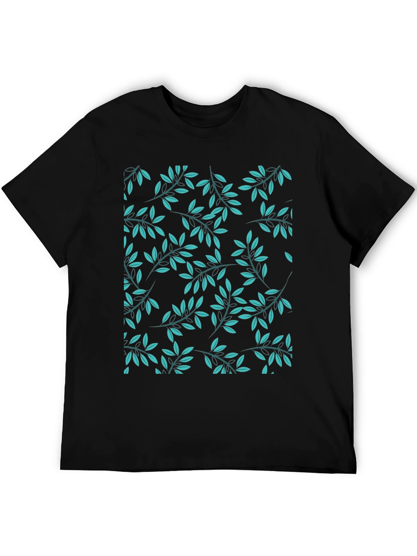 Leaf Print Black T-Shirt - Stylish Casual Wear