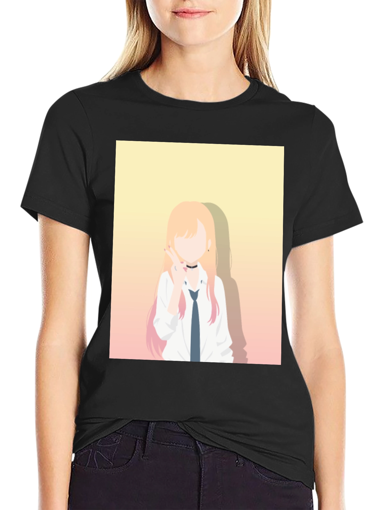Anime Character Graphic Black T-Shirt