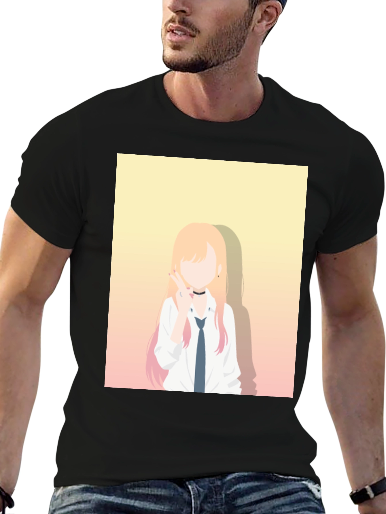 Anime Character Graphic Black T-Shirt