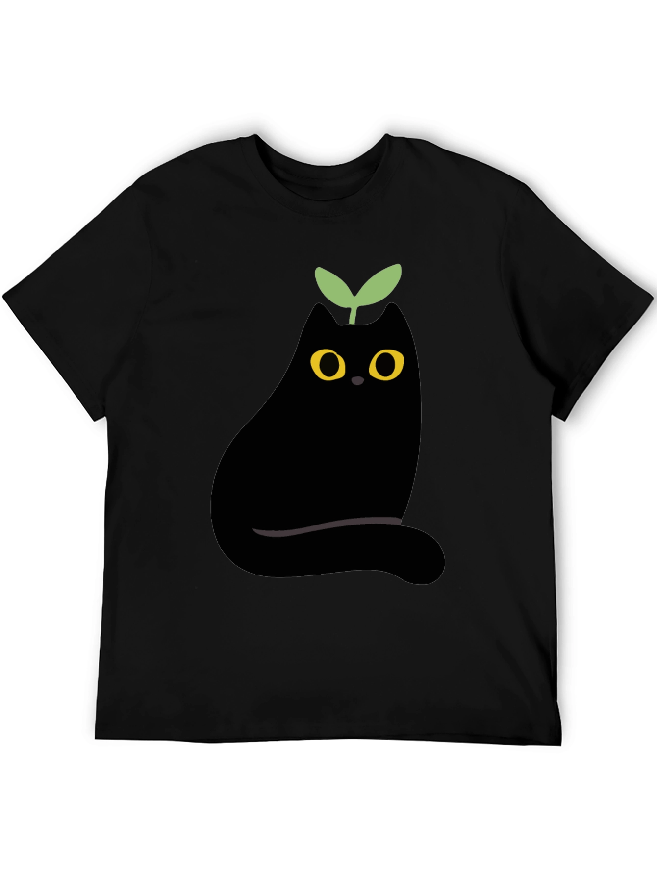 Eggplant Cat Graphic Tee - Unique Black T-Shirt
