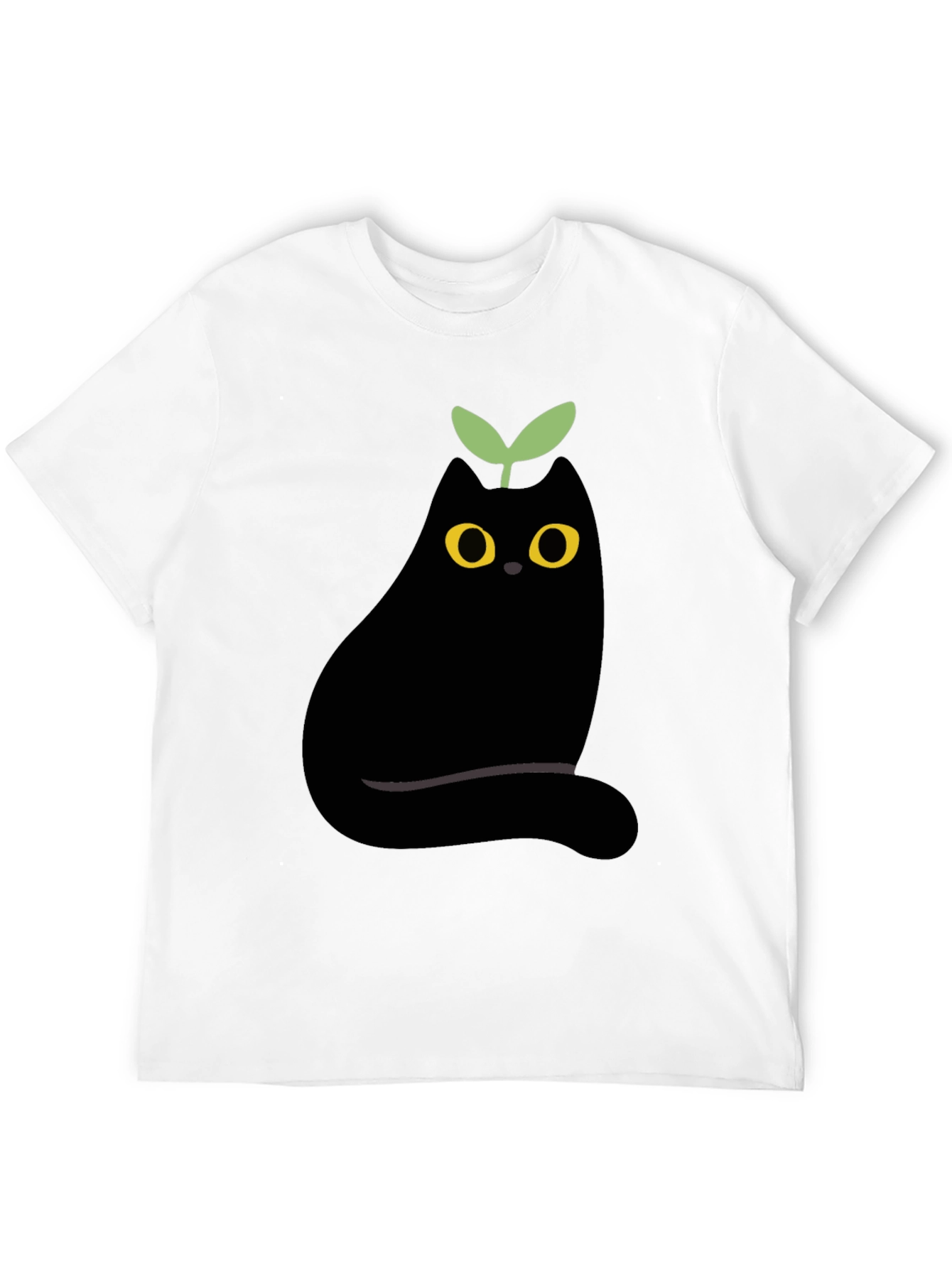 Eggplant Cat Graphic Tee - Unique Black T-Shirt
