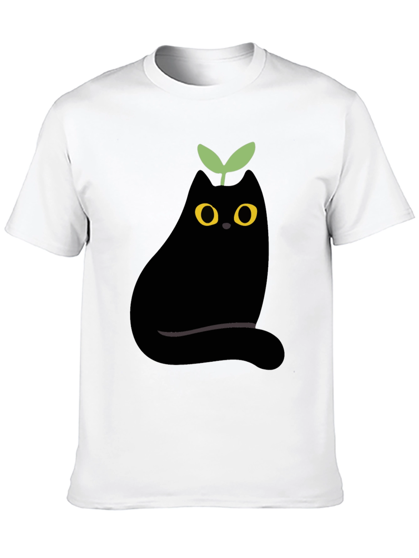 Eggplant Cat Graphic Tee - Unique Black T-Shirt