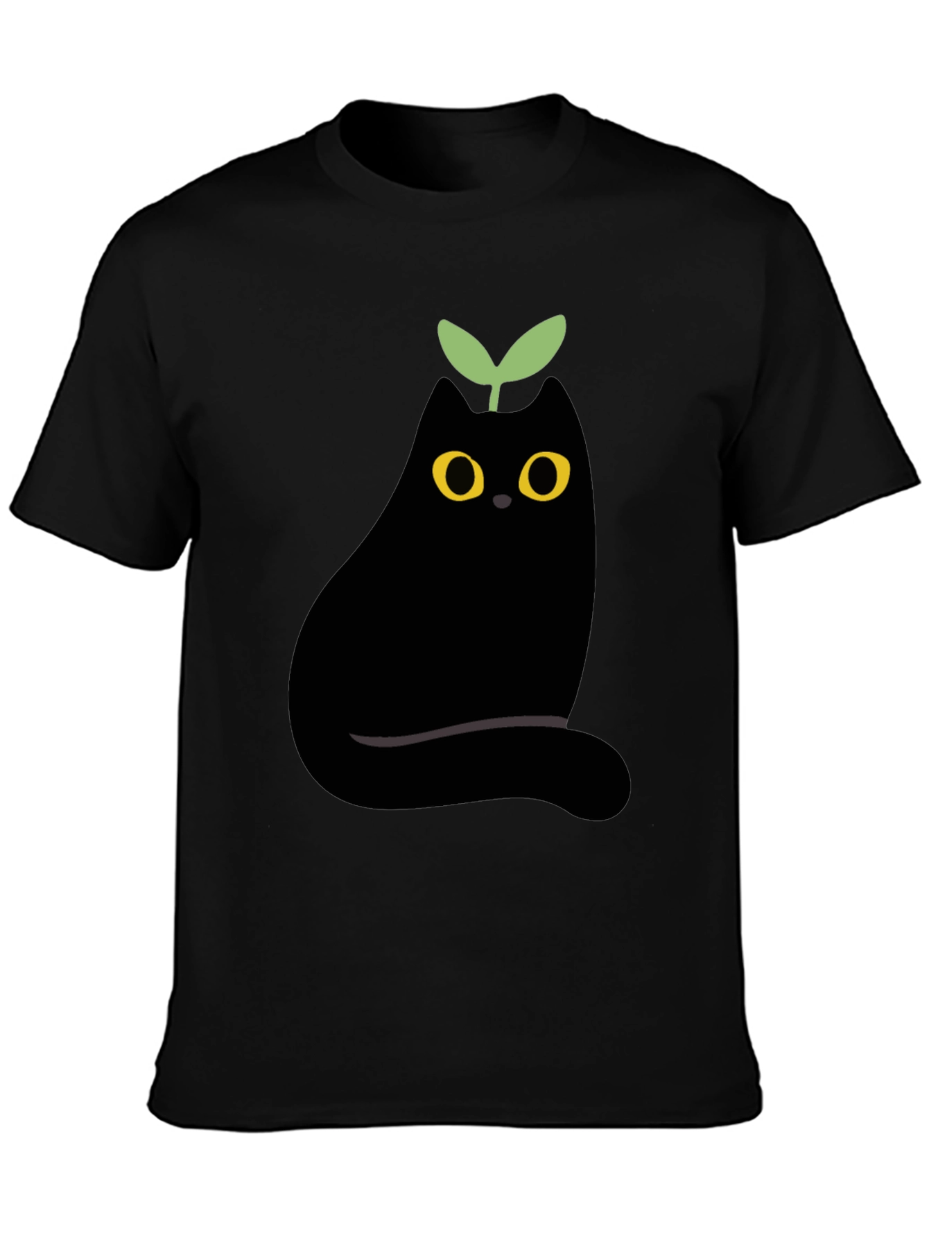Eggplant Cat Graphic Tee - Unique Black T-Shirt
