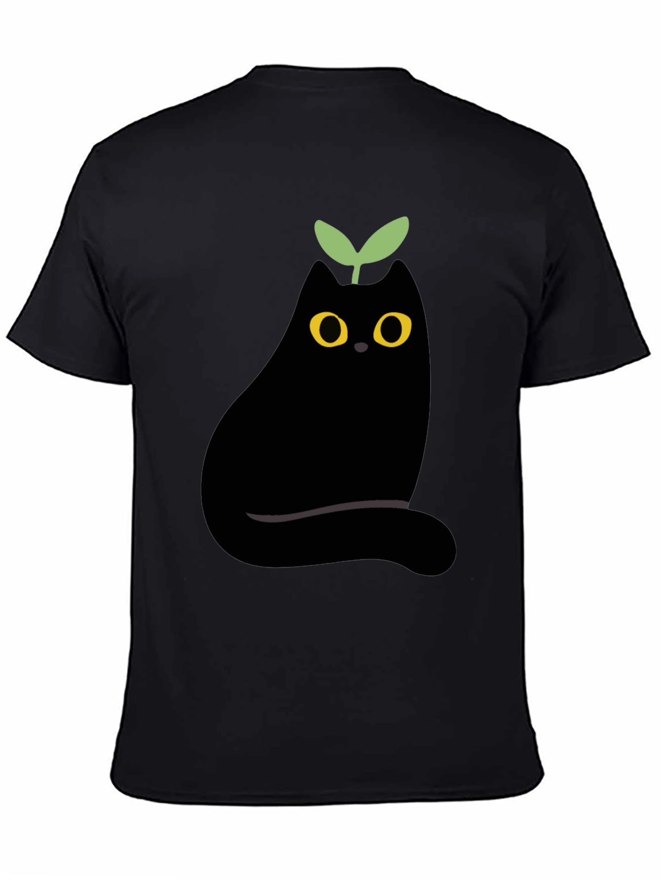Eggplant Cat Graphic Tee - Unique Black T-Shirt
